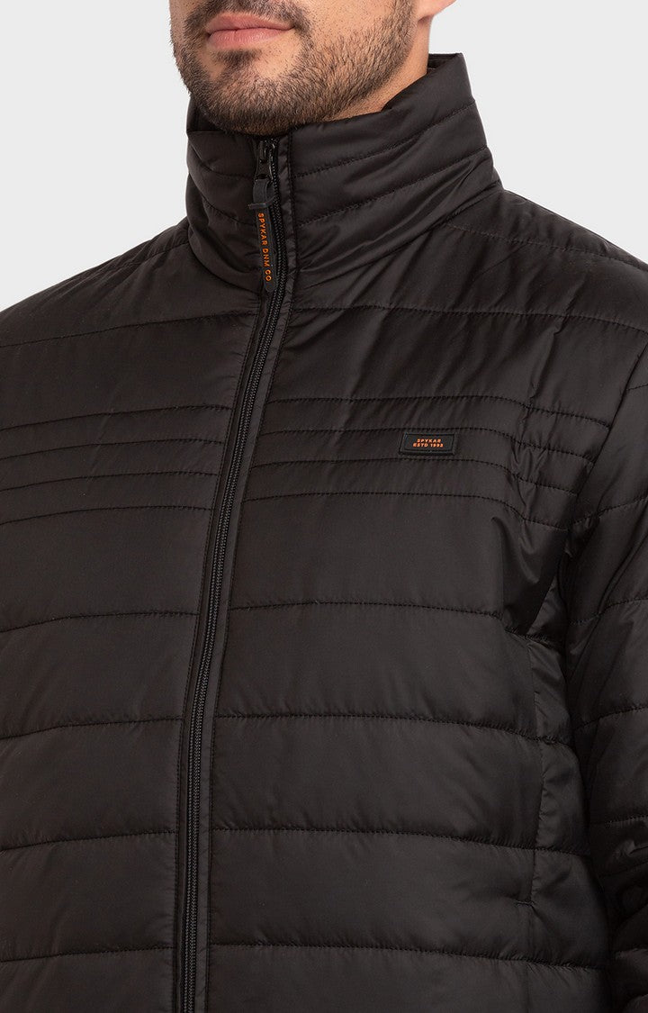 Spykar Black Polyester Full Sleeve Casual Jacket For Men