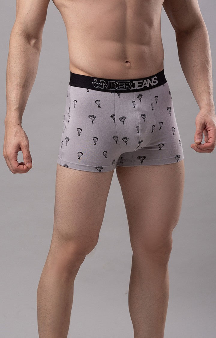 Grey Cotton Trunk For Men Premium- Underjeans By Spykar