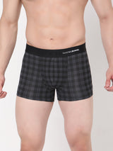 Men Premium Black-Check Cotton Blend Trunk- Underjeans By Spykar