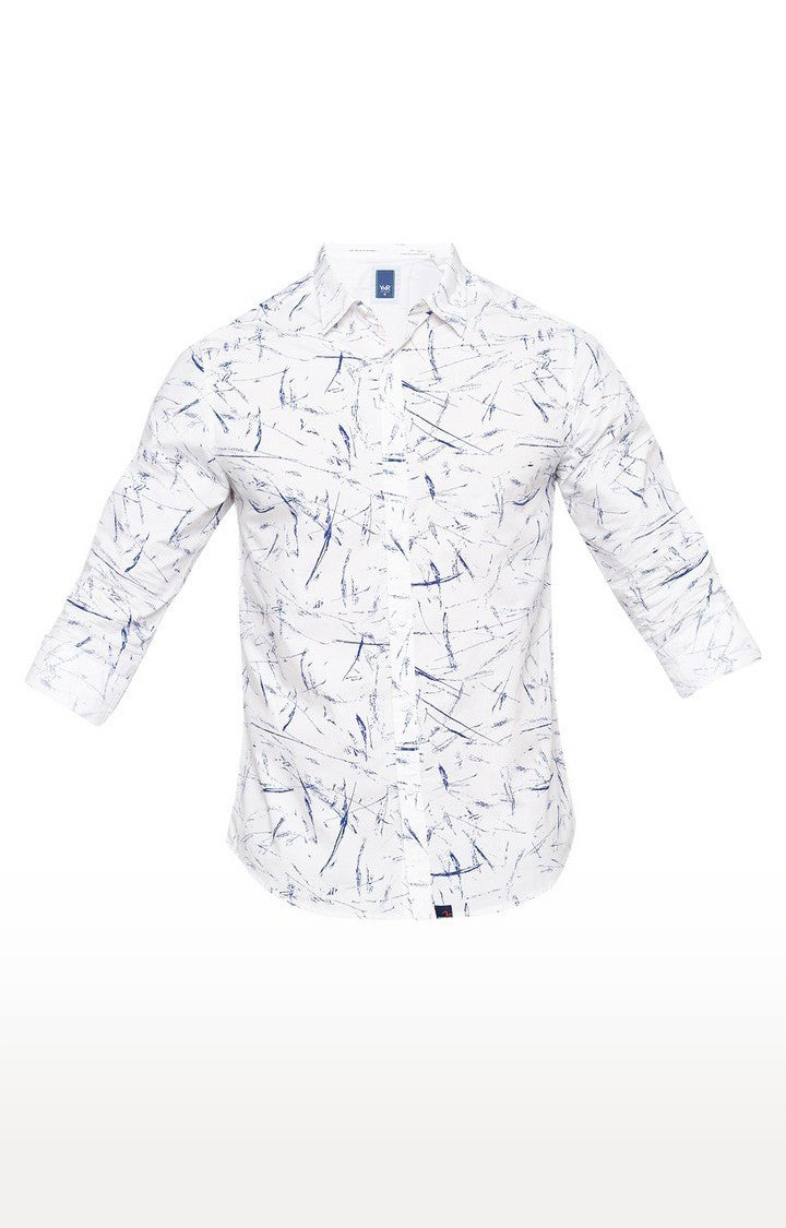 Spykar Men'S White Cotton Printed Casual Shirts