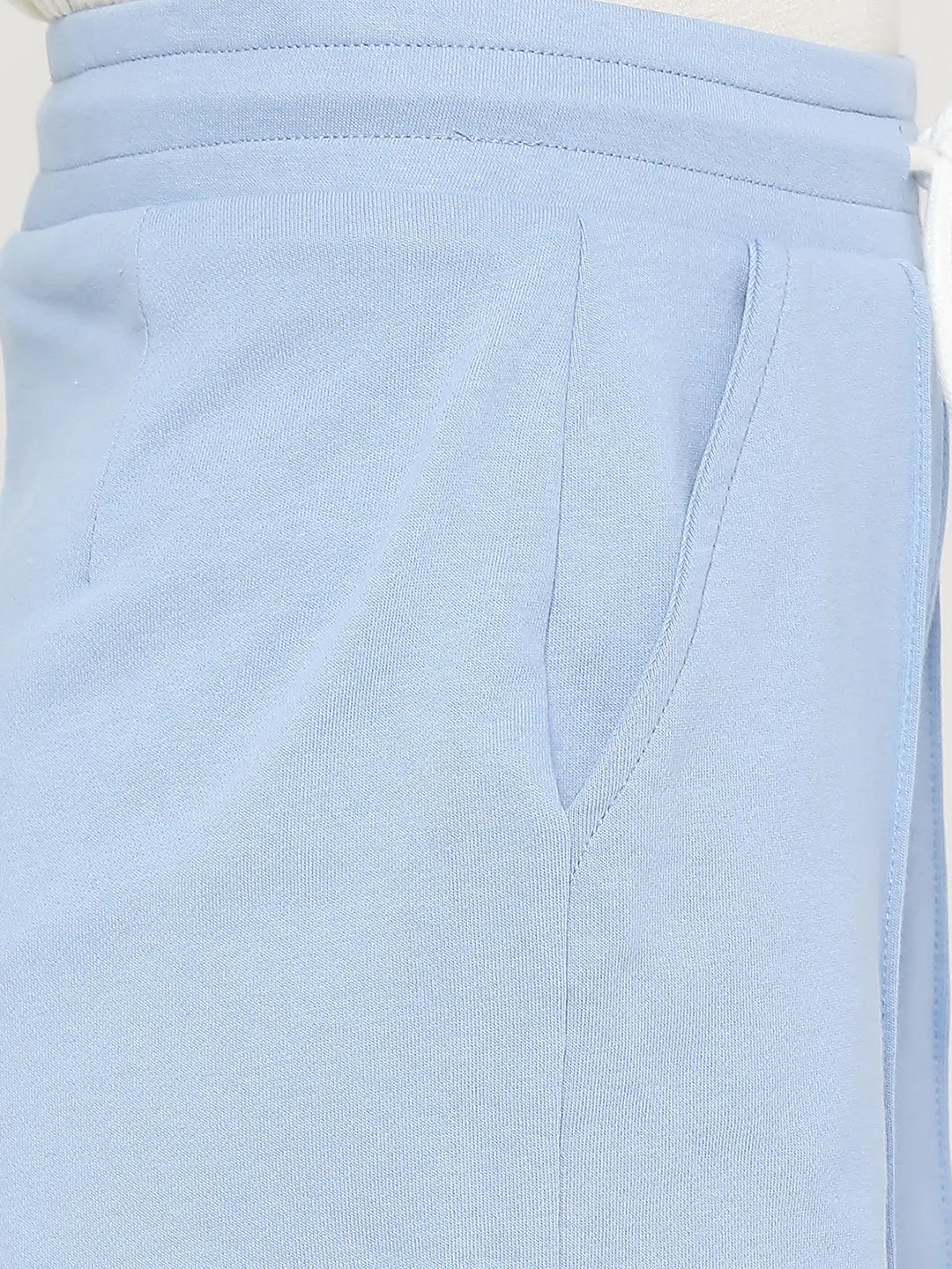 Spykar Women Powder Blue Cotton Slim Fit Knitted Shorts