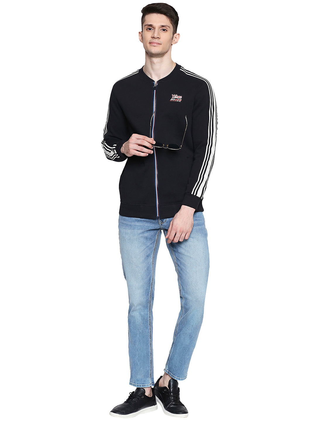 Spykar Blue Cotton Regular Fit Sweatshirt For Men