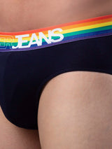 Men Premium Cotton Blend Navy-Multi Brief- Underjeans By Spykar