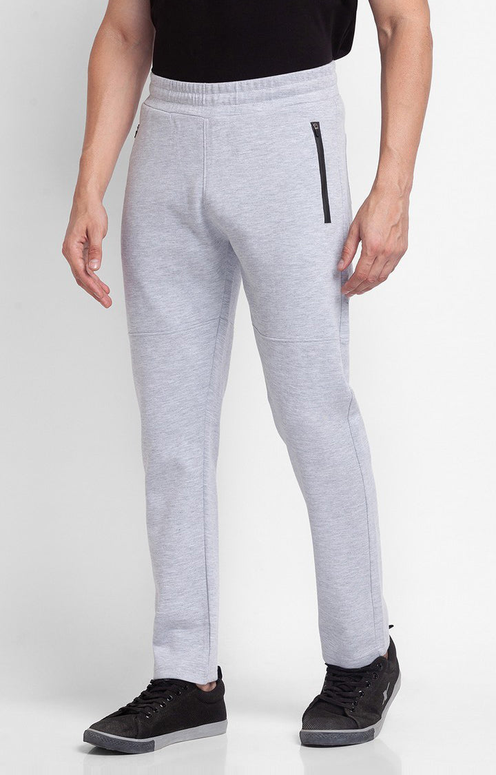 Spykar Grey Melange Cotton Slim Fit Trackpant For Men