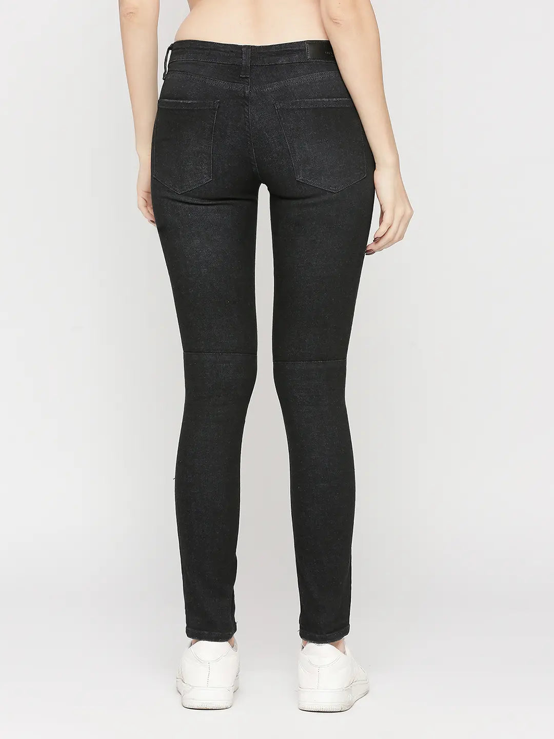 Spykar Women Black Lycra Slim Fit Narrow Length Low Distress High Rise Jeans - (Alicia)