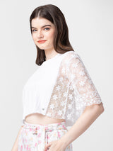 Spykar Women White Cotton Plain Crop Top