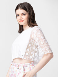 Spykar Women White Cotton Plain Crop Top