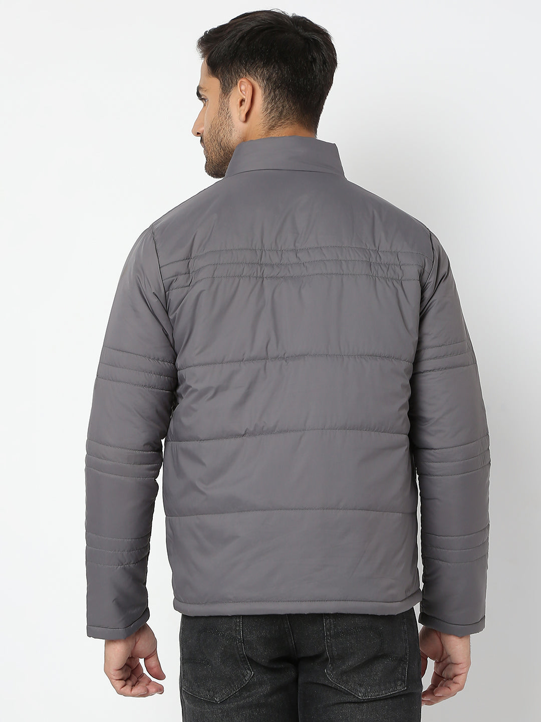 Spykar Men Charcoal Nylon Regular Fit Jacket