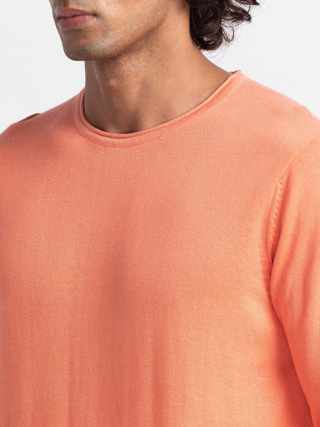 Spykar Coral Cotton Full Sleeve Casual Sweater For Men