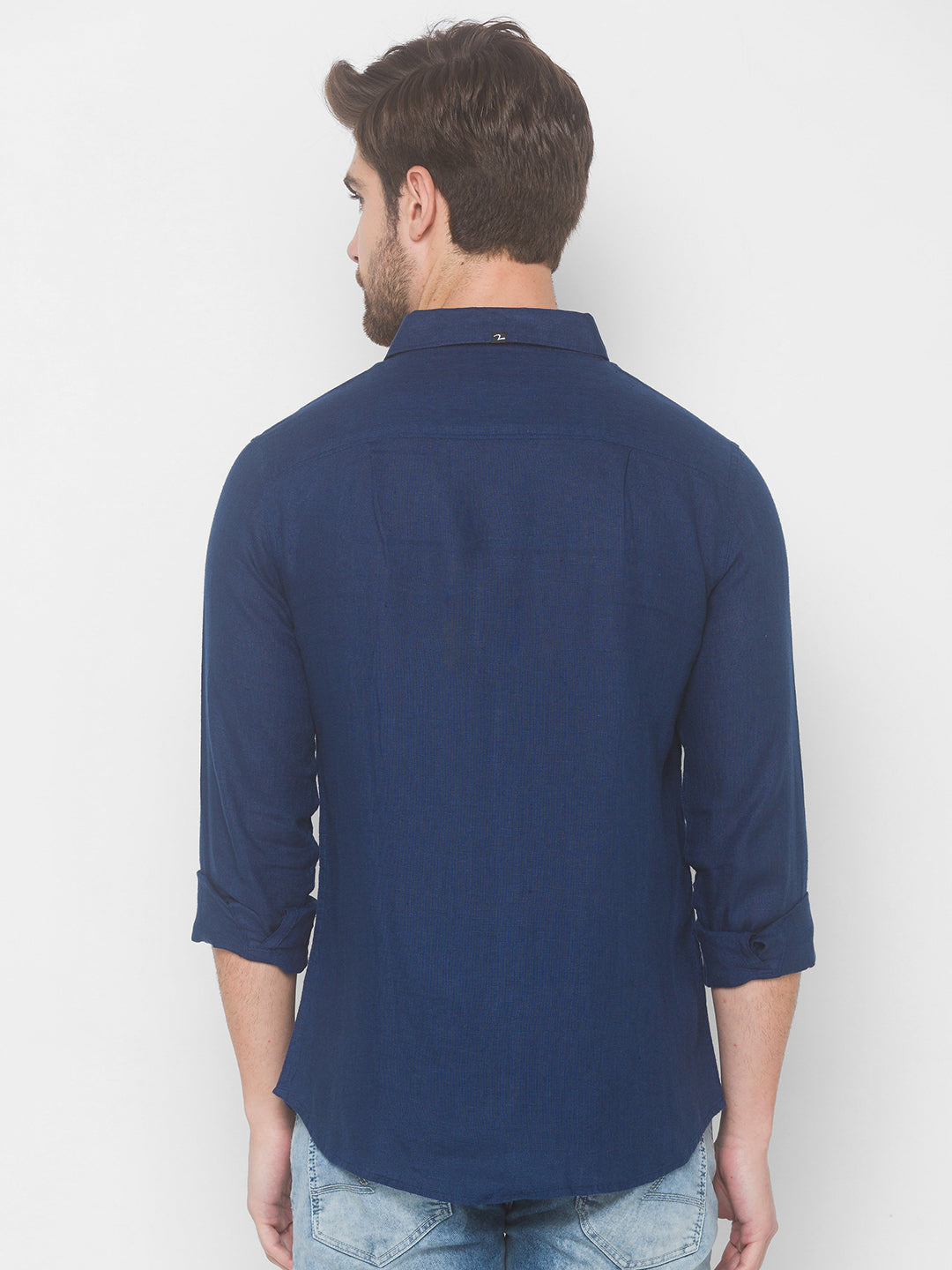 Spykar Men Indigo Blue Cotton Shirts (Slim)