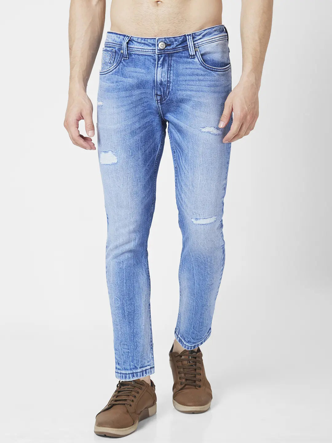 Spykar Men Dark Blue Cotton Slim Fit Tapered Length Jeans (Kano) -  mdkn1bc021darkblue