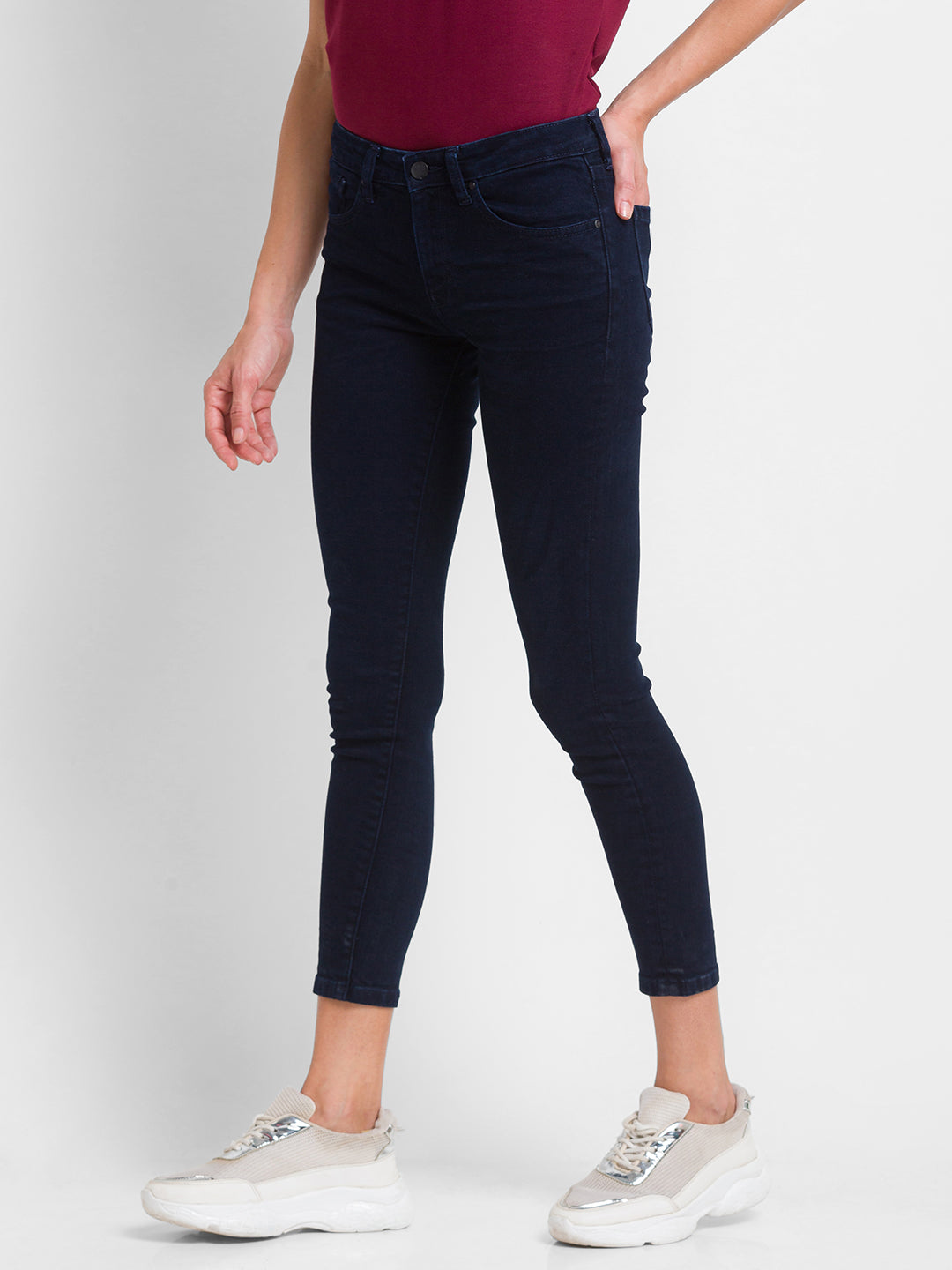 Spykar Dark Blue Lycra Super Skinny Regular Length Jeans For Women (Alicia)