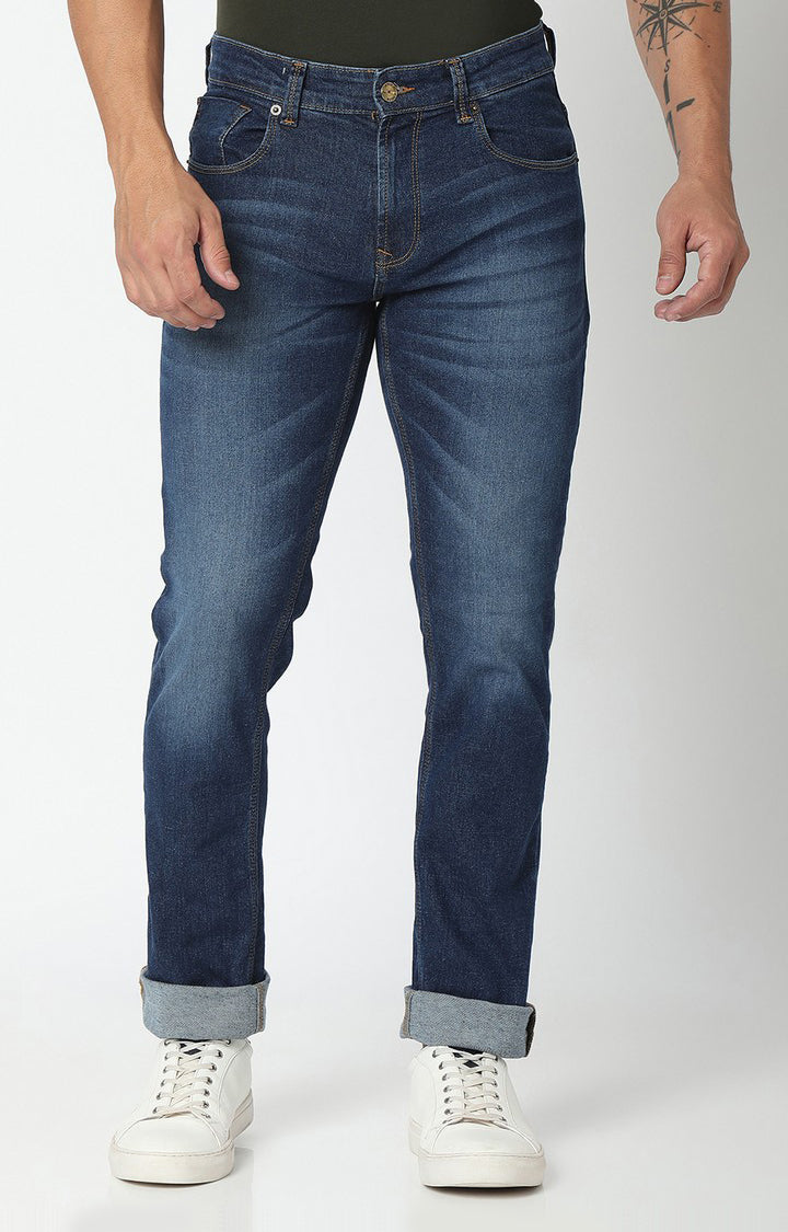 Spykar Men Blue Regular Fit Narrow Length Jeans (Rover)