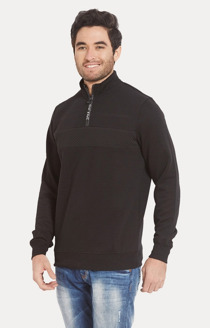 Spykar Black Solid Slim Fit Sweatshirt