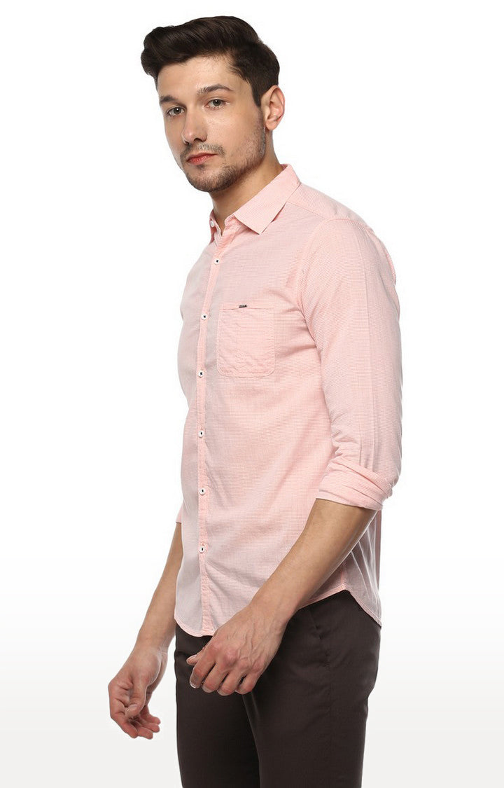 Spykar Men'S Pink Cotton Solid Casual Shirts