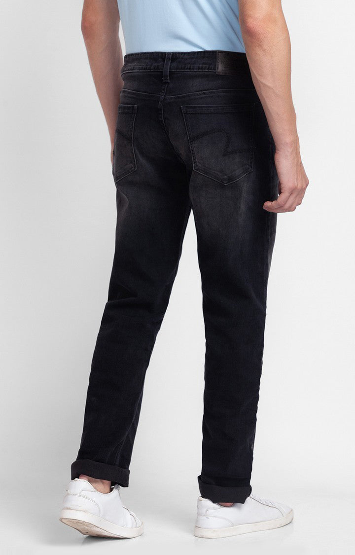 Spykar Charcoal Black Cotton Comfort Fit Straight Length Jeans For Men (Ricardo)