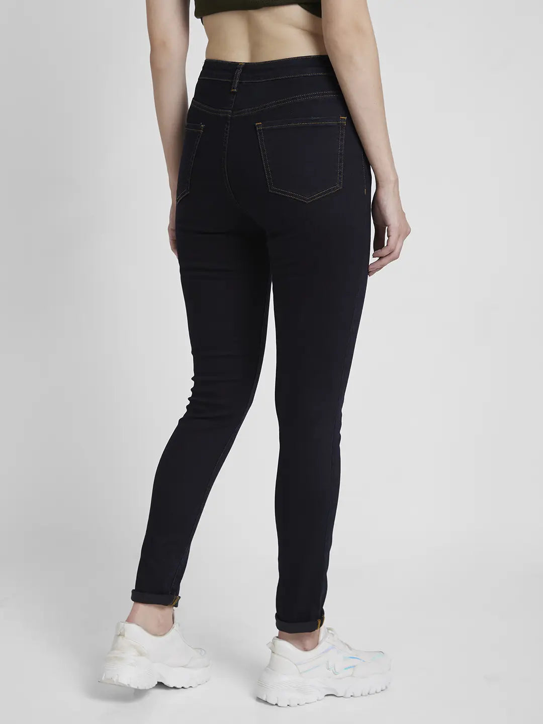 Spykar Women Dark Blue Lycra Skinny Fit Regular Length Clean Look Jeans -(Adora)