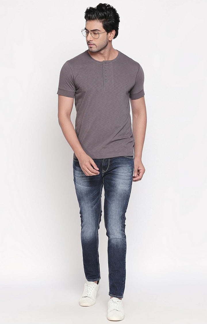 Spykar Men Grey Cotton Slim Fit M and arin T-Shirt