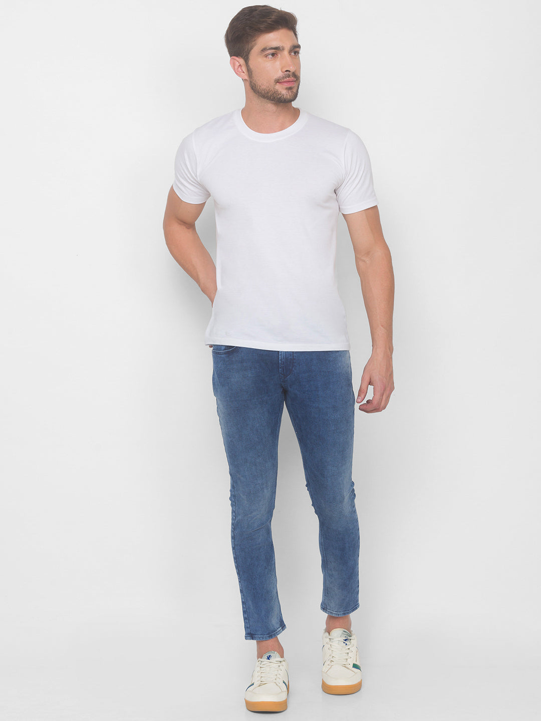 Spykar Men Blue Cotton Slim Fit Tapered Length Jeans (Kano)