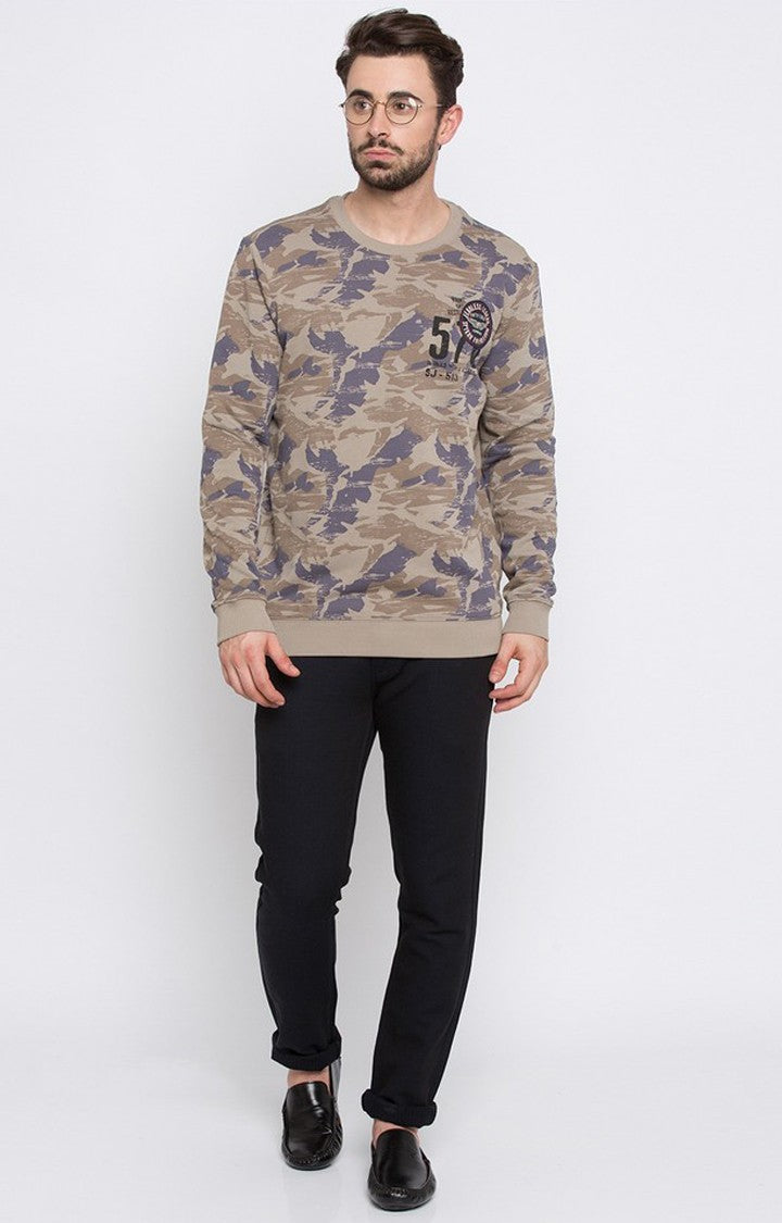 Spykar Multicolor Camouflage Slim Fit Sweatshirts