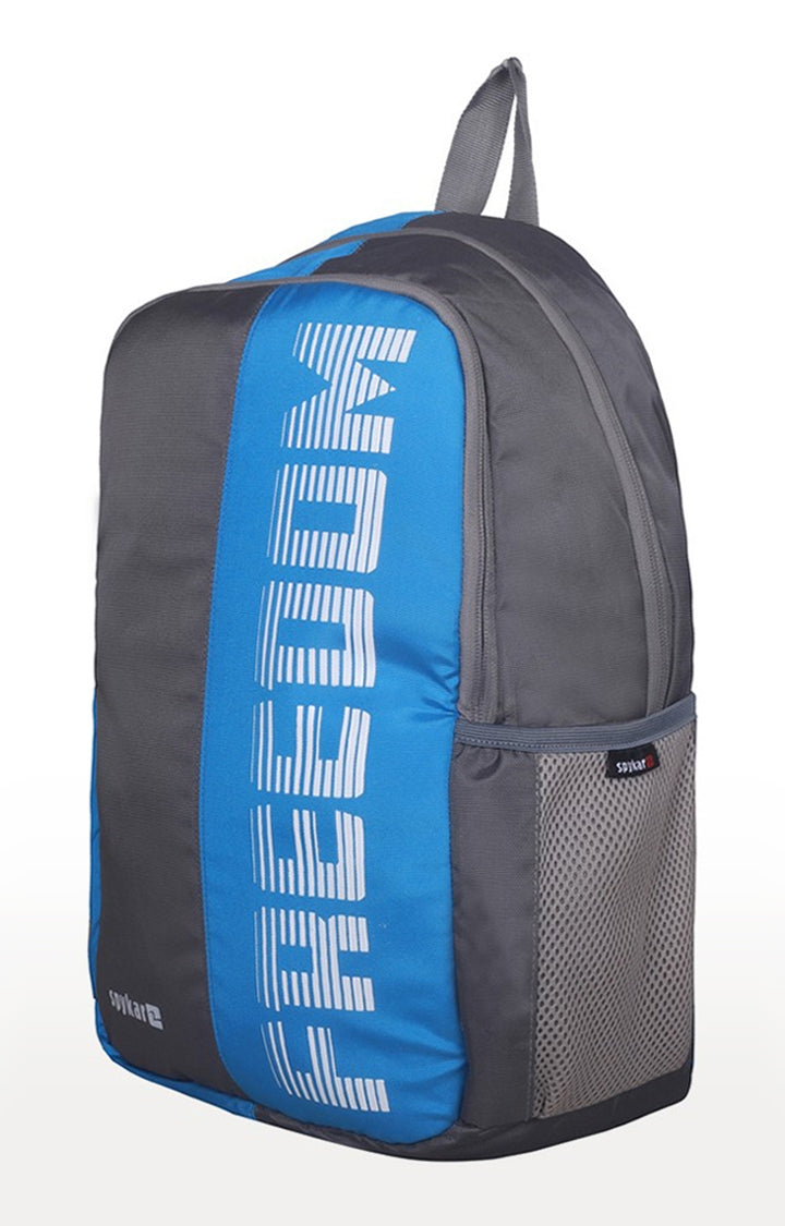 Spykar Grey and Blue Printed Backpack