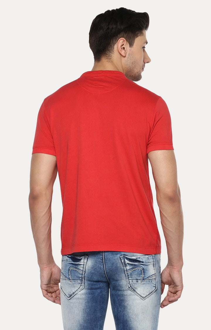 Spykar Red Solid Slim Fit Men T-Shirts