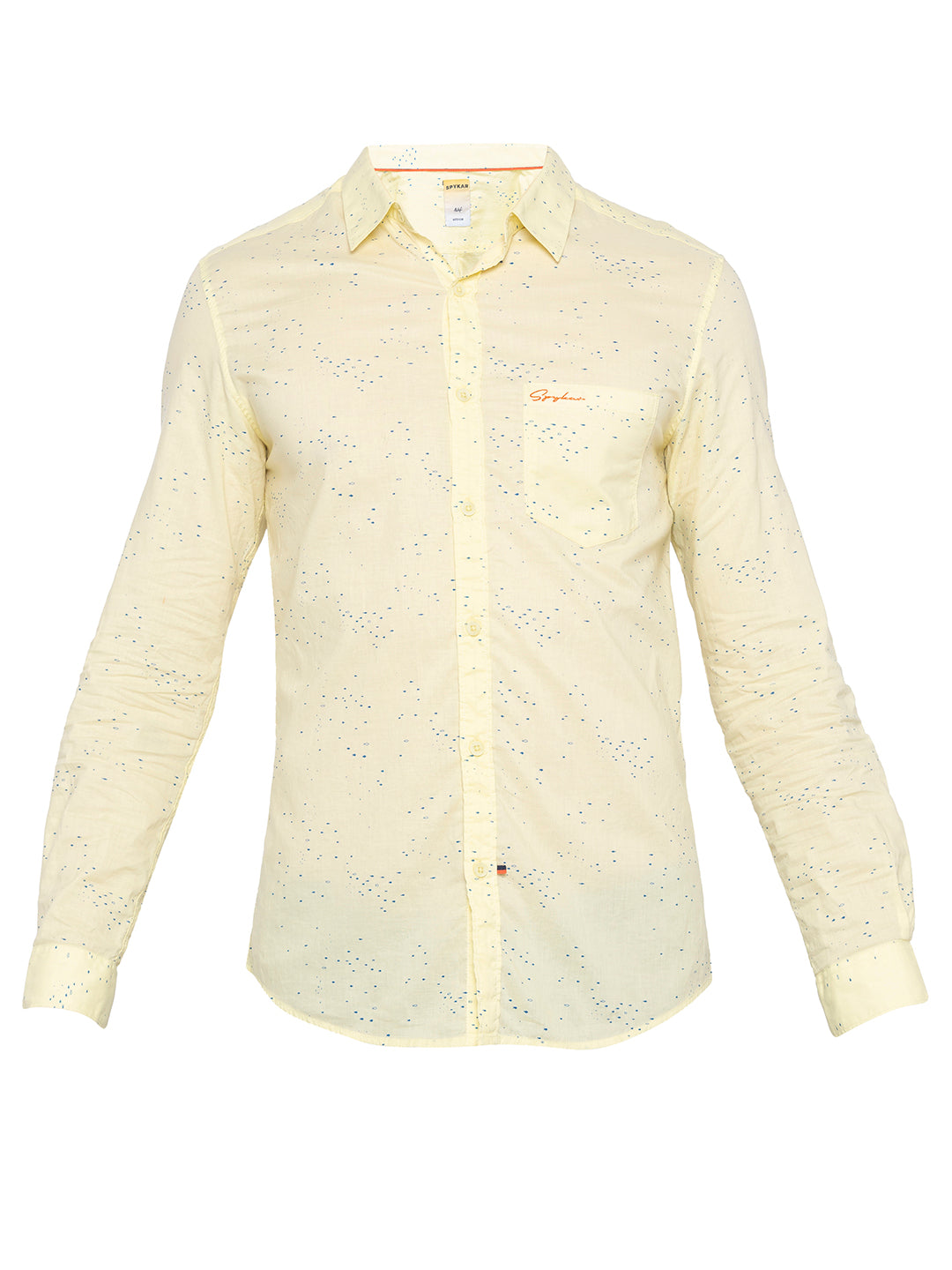 Spykar Men Lime Yellow Cotton Slim Fit Shirt