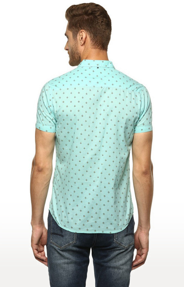 Spykar Men'S Blue Cotton Printed Casual Shirts