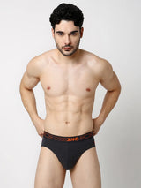 Underjeans By Spykar Men Premium Grey & White Cotton Blend Regular Fit Brief - Pack Of 2