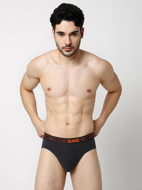 Underjeans By Spykar Men Premium Grey & White Cotton Blend Regular Fit Brief - Pack Of 2