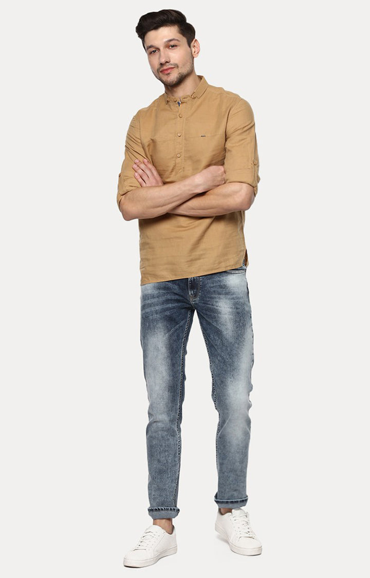 Spykar Men'S Brown Cotton Solid Casual Shirts