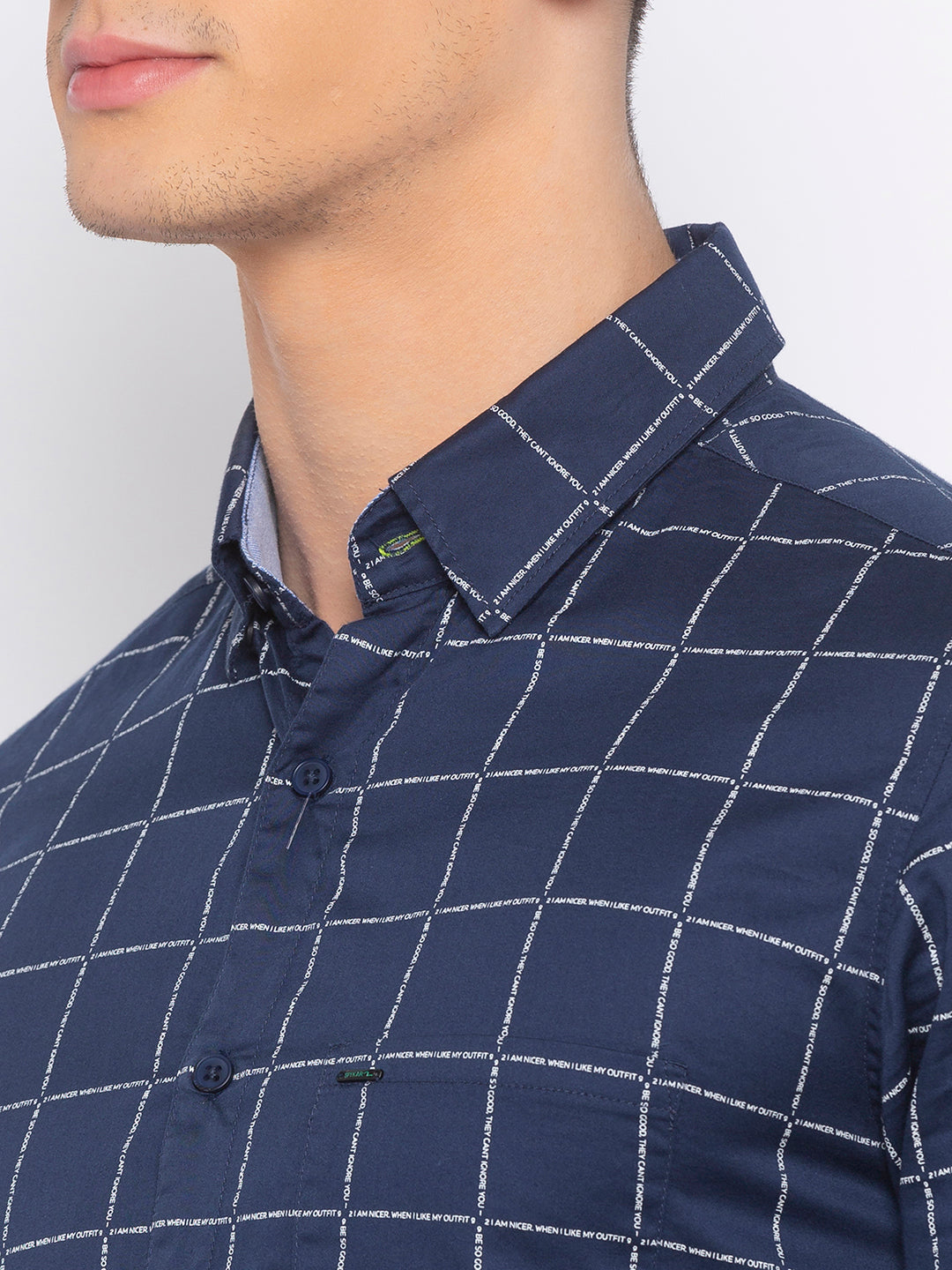 Spykar Slim Fit Men Navy Checked Casual Shirt