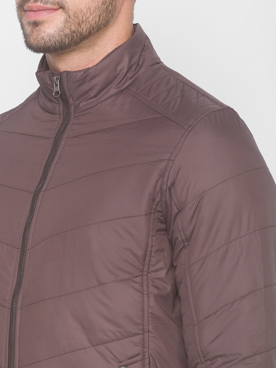 Spykar Coffee Polyester Men Front Open Jacket