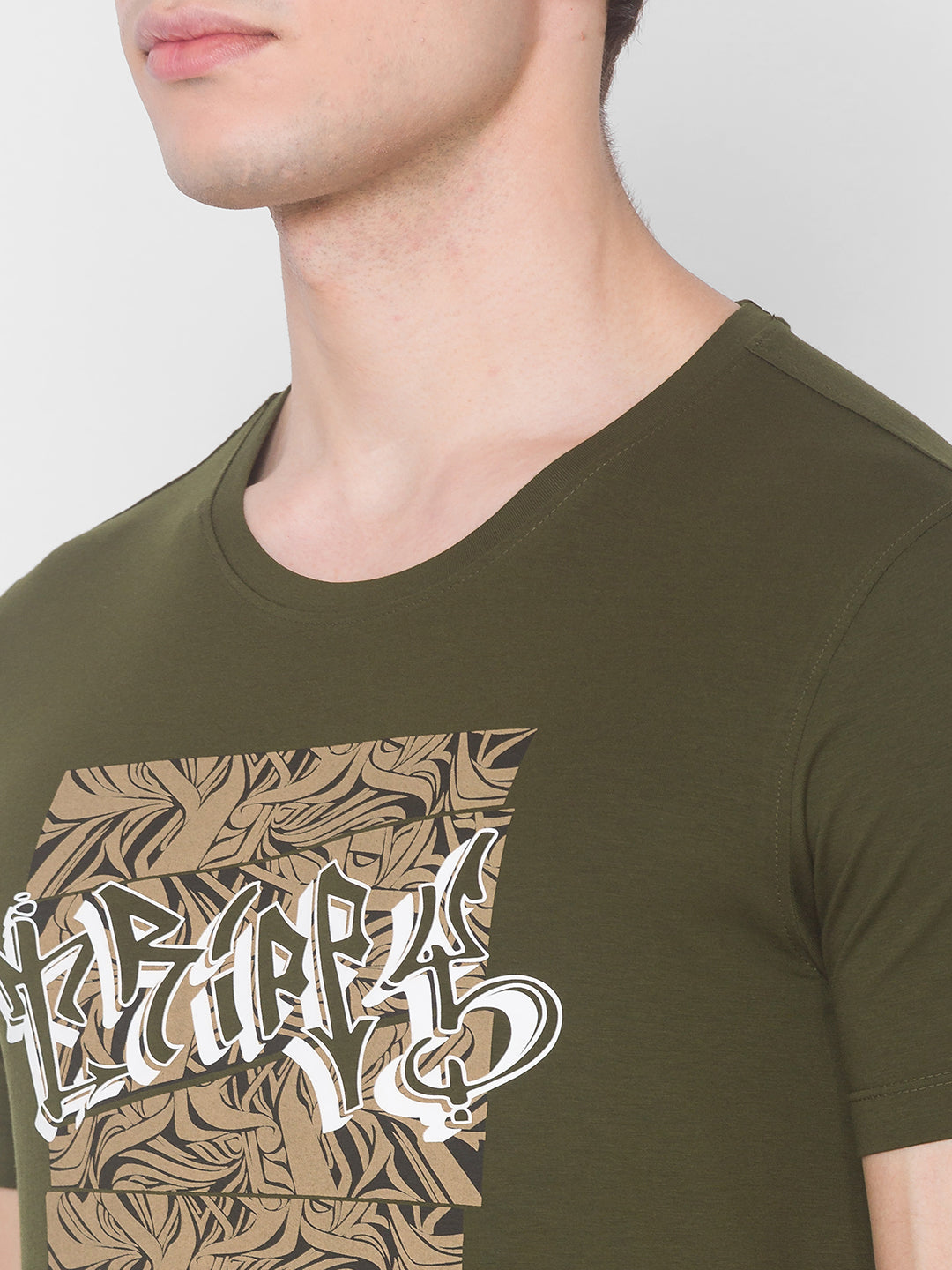 Spykar Green Cotton Men T-Shirt