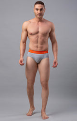 Underjeans By Spykar Grey Solid Briefs For Men