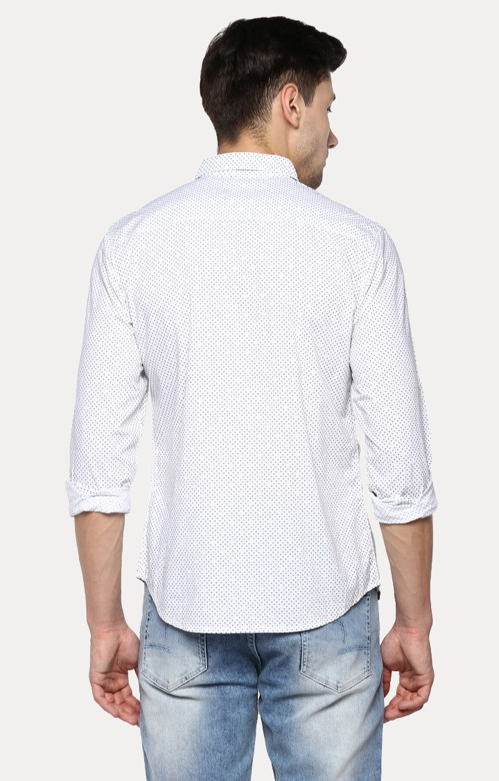 Spykar Men'S White Cotton Printed Casual Shirts