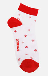 Men Premium White-Red Ankle Length (Non Terry) Single Pair Of Socks- Underjeans By Spykar