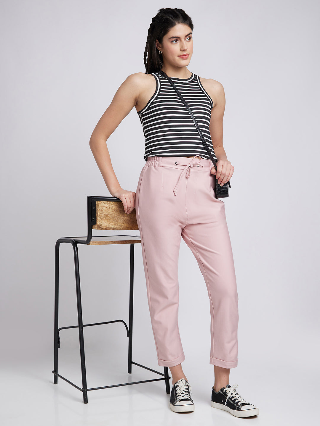 Spykar Women Powder Pink Slim Fit Ankle Length Blended Trackpant