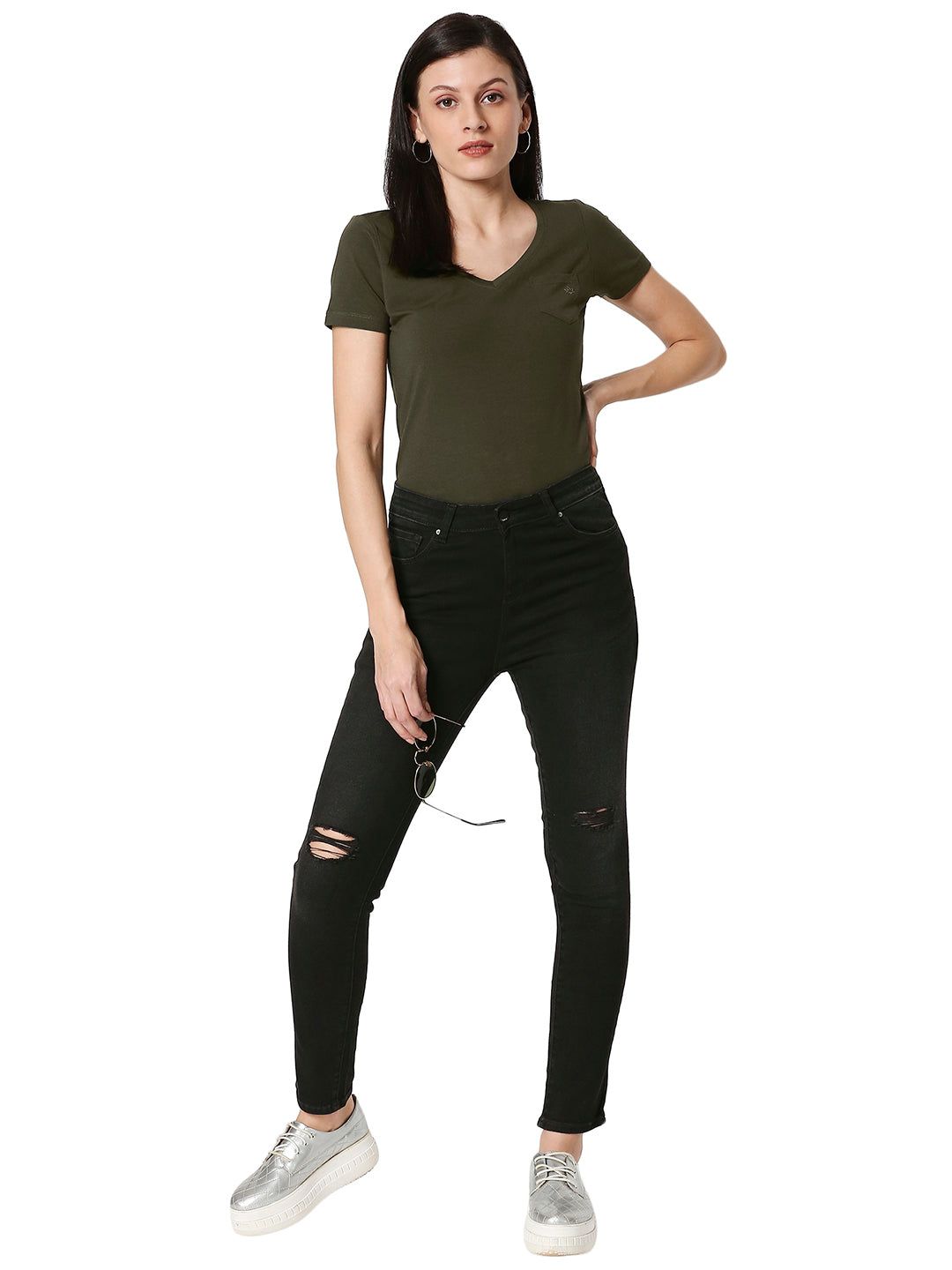 Spykar Cotton Black Slim Fit Jeans For Women (Adora)