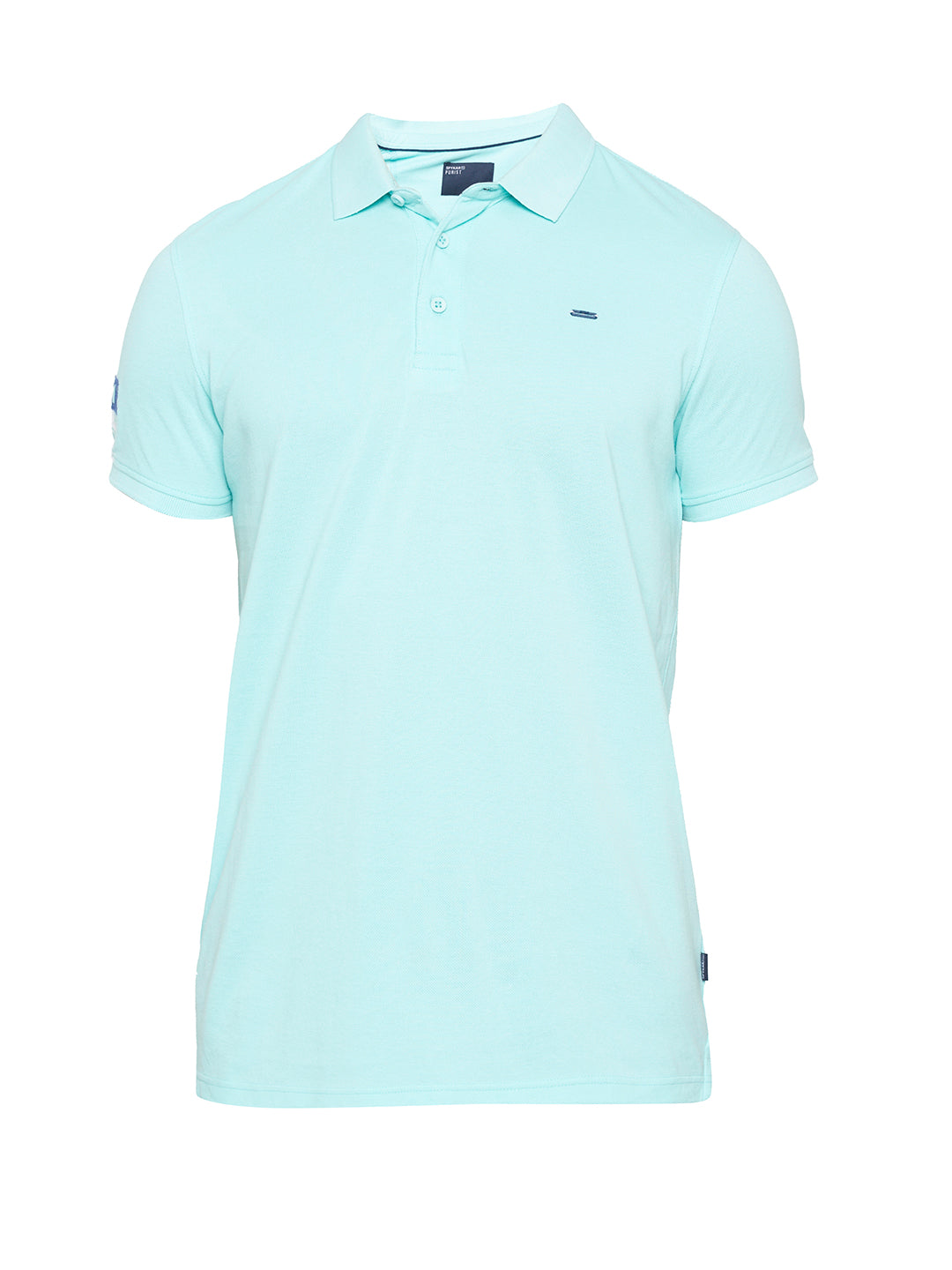 Spykar Men Blue Cotton Slim Fit Polo T-Shirt