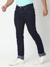 Spykar Raw Blue Cotton Regular Fit Narrow Length Jeans For Men (Rover)