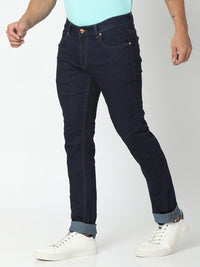 Spykar Raw Blue Cotton Regular Fit Narrow Length Jeans For Men (Rover)
