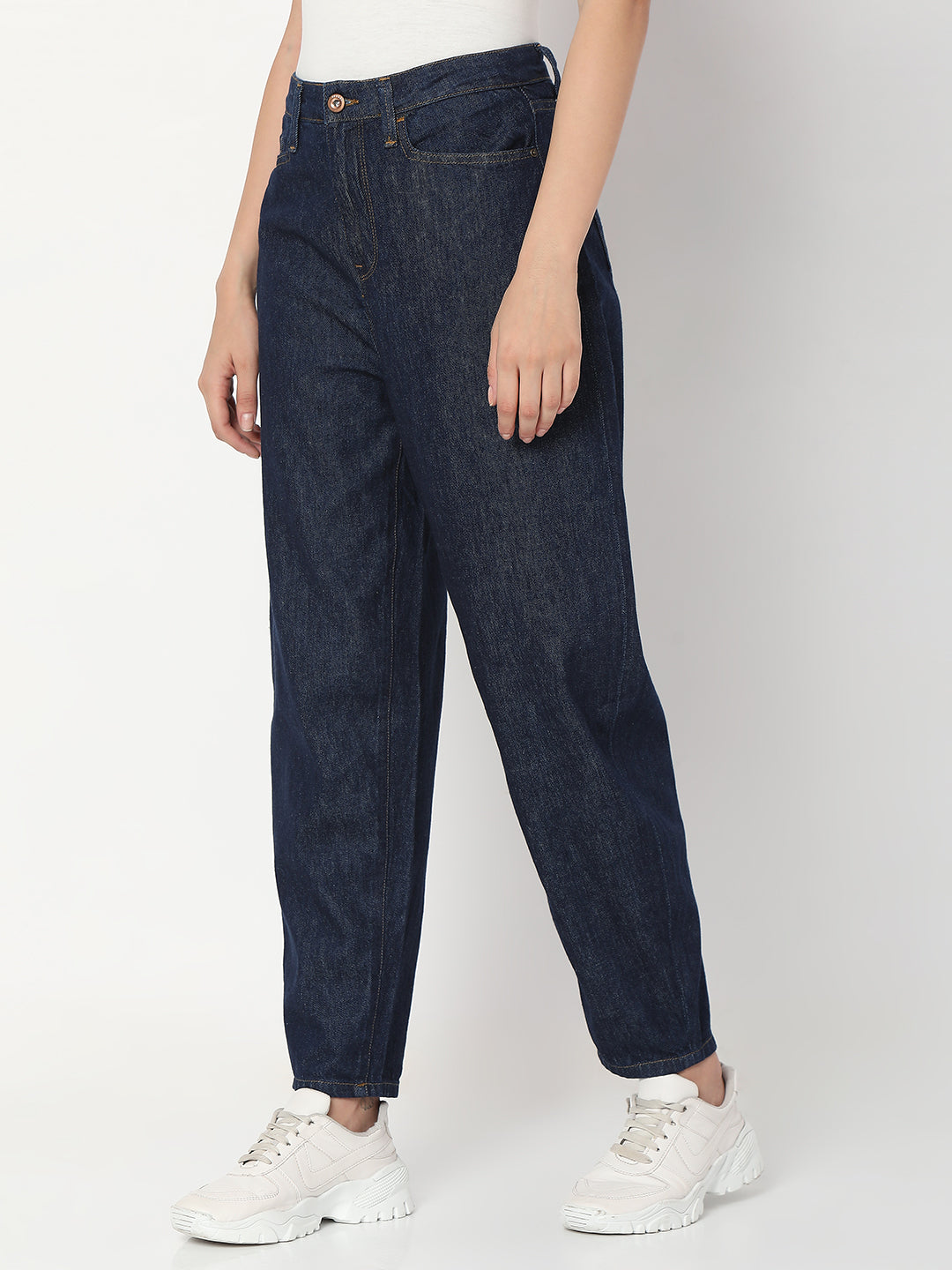 Spykar Raw Cotton Baggy Fit Crop Length Jeans For Women (Clara)