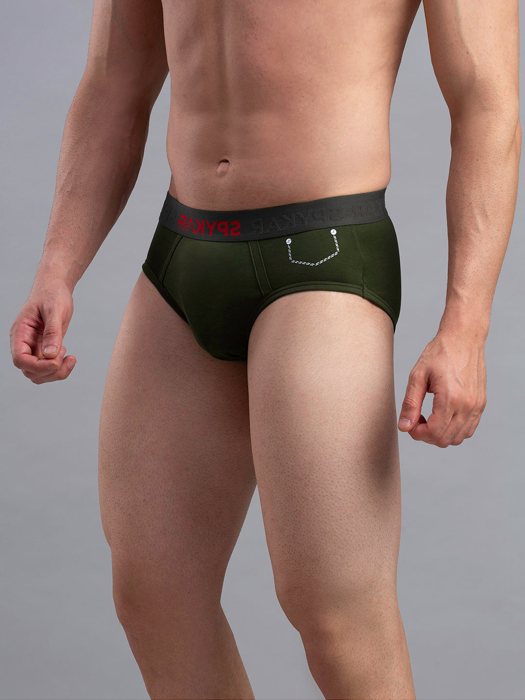 Underjeans By Spykar Men Premium Cotton Blend Olive Brief