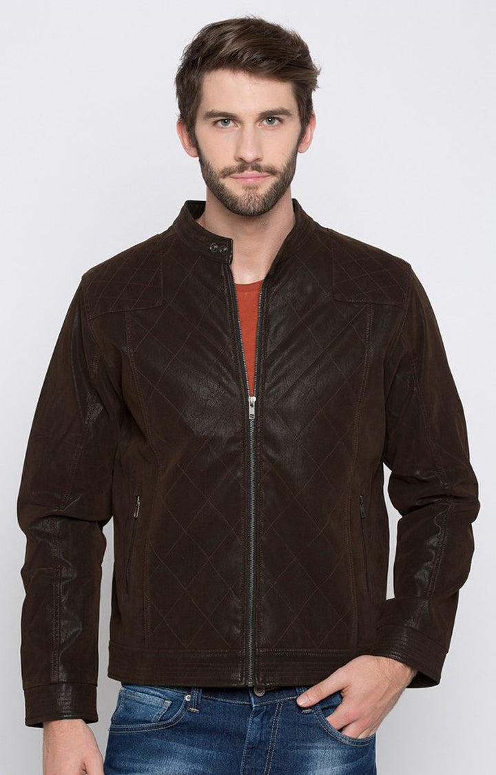 Spykar Men Brown Solid Regular Bomber Jacket