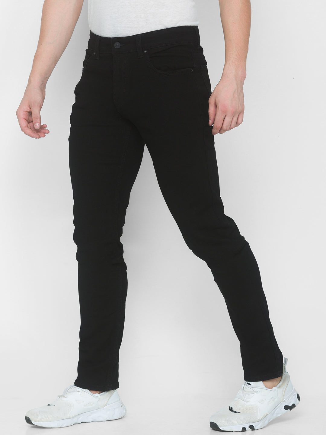 Spykar Men Black Cotton Comfort Fit Straight Fit Jeans (Ricardo)