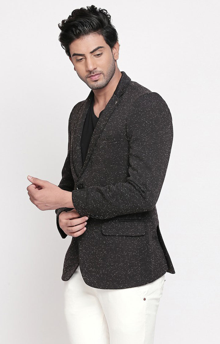 Spykar Black Cotton Regular Fit Blazer For Men