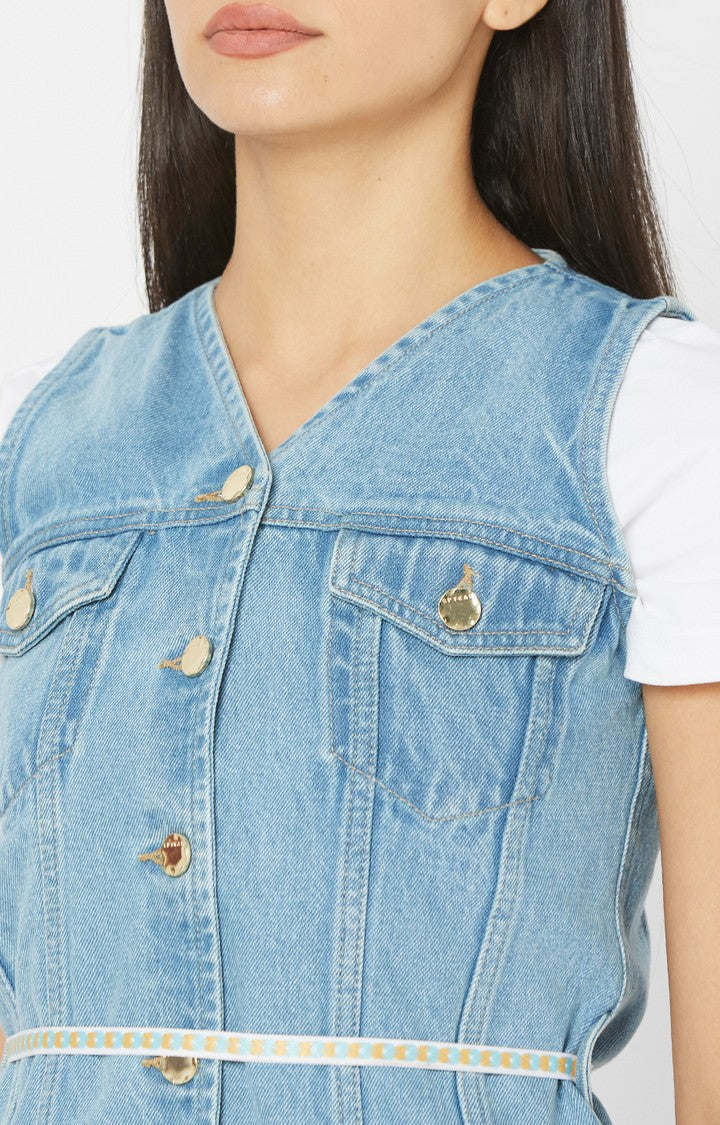 Spykar Women Light Blue Cotton Denim Jacket