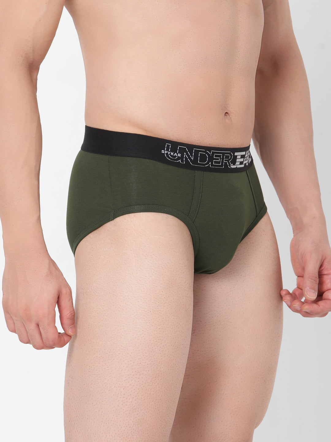 Underjeans By Spykar Men Premium Cotton Blend Olive Brief