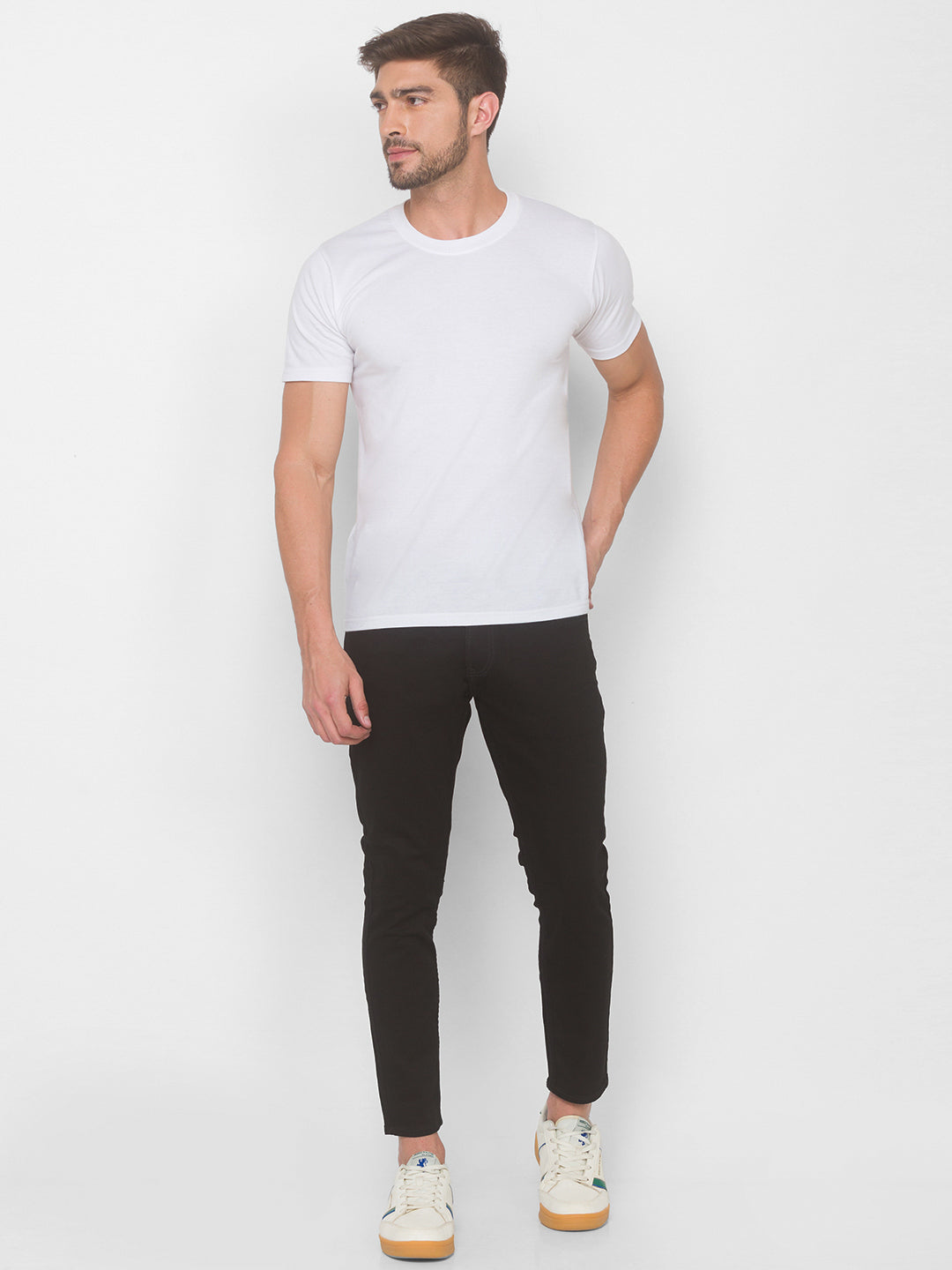 Spykar Men Black Solid Slim Mid-Rise Jeans (Kano)